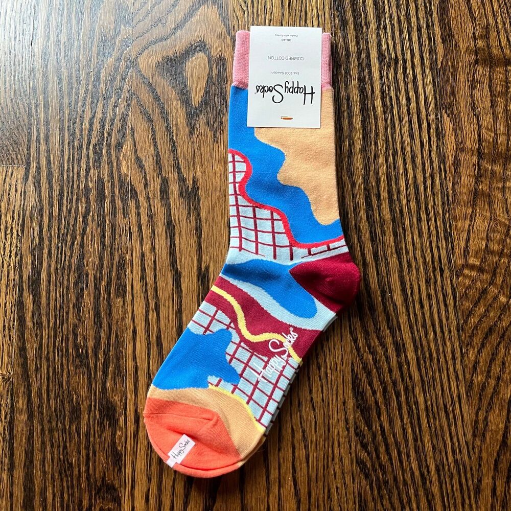NWT - Happy Socks Women's Combed Cotton Abstract Socks (US 5.5-9.5 EU 36-40)